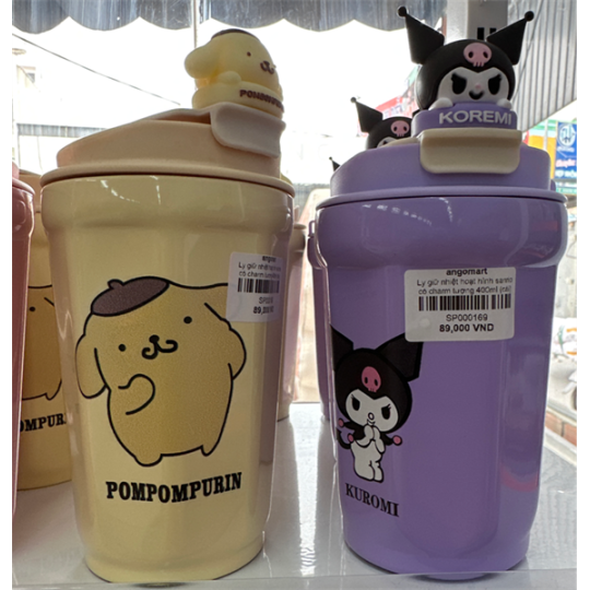 Ly giữ nhiệt hoạt hình sanrio có charm tượng 400ml